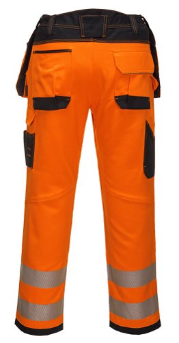 Portwest PW3 Hi Vis Stretch Holster Pocket Trousers 46 Orange/Blk