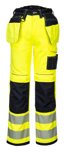 Portwest PW306 PW3 Hi-Vis Stretch Holster Pocket Trousers Yellow/Black 30