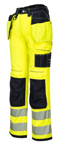 Portwest PW3 Hi Vis Stretch Holster Pocket Trousers 28 Yellow/Blk