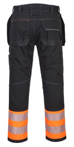 Portwest PW3 Hi Vis Class 1 Holster Pocket Trousers 36 Orange/Blk