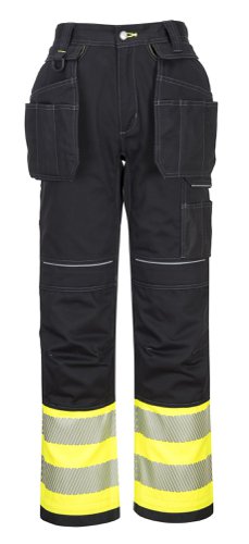 Portwest PW307 PW3 Hi-Vis Class 1 Holster Pocket Trousers Yellow/Black 30