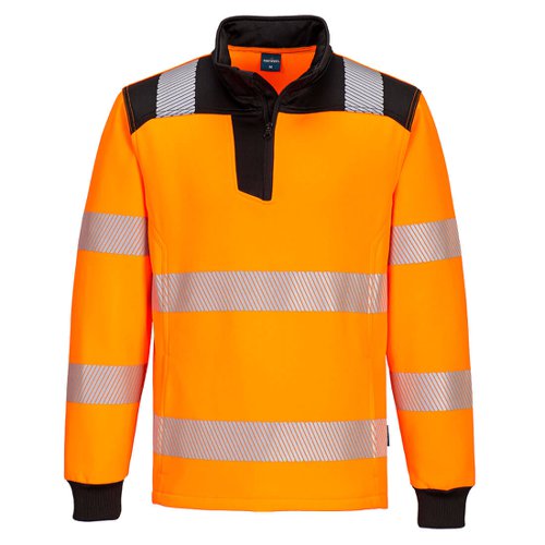 Portwest PW326 PW3 Hi-Vis 1/4 Zip Sweatshirt Orange/Black 4XL