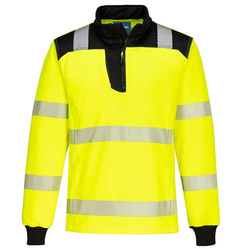 Portwest PW326 PW3 Hi-Vis 1/4 Zip Sweatshirt Yellow/Black 4XL