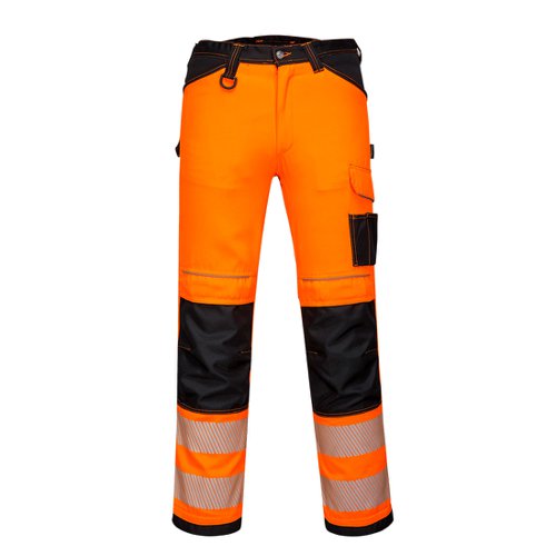Portwest PW340 PW3 Hi-Vis Work Trousers Orange/Black Short 30