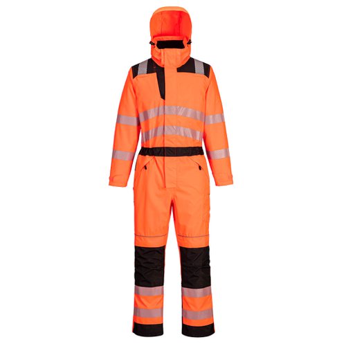 Portwest PW355 PW3 Hi-Vis Rain Coverall Orange/Black L