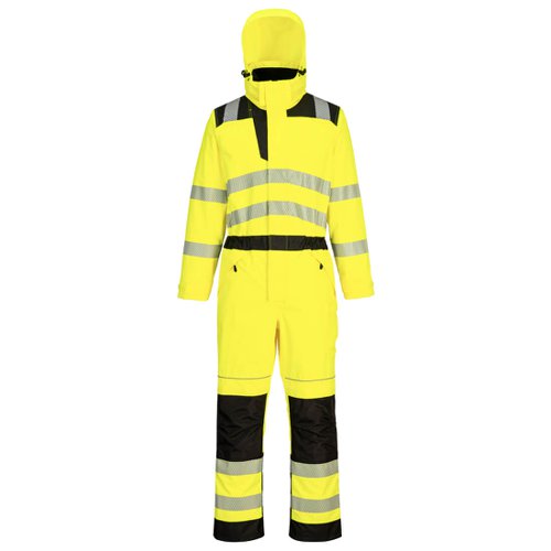 Portwest PW355 PW3 Hi-Vis Rain Coverall Yellow/Black L