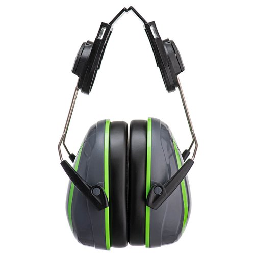 Portwest PW75 HV Extreme Ear Defenders Low Clip-On Grey/Green Ear Defenders PW75GGN