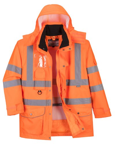 Portwest RT27 Hi-Vis Breathable 7-in-1 Traffic Jacket Orange 4XL