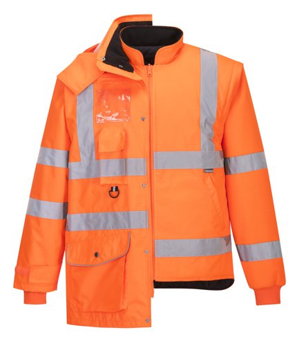 Portwest RT27 Hi-Vis Breathable 7-in-1 Traffic Jacket Orange 4XL