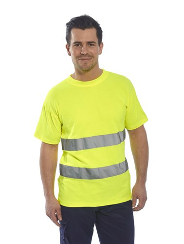 Portwest Hi Vis Cotton Comfort T-Shirt S/S XS Yellow POW26291