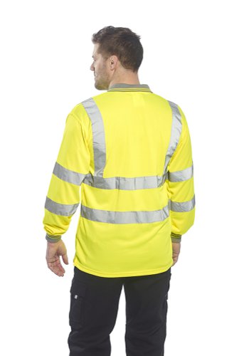 Portwest Hi Vis Polo Shirt L/S 4XL Yellow POW22823