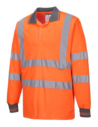 Portwest Hi Vis Polo Shirt L/S 2XL Orange POW18185