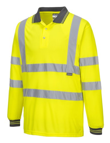 Portwest Hi Vis Polo Shirt L/S M Yellow POW18176