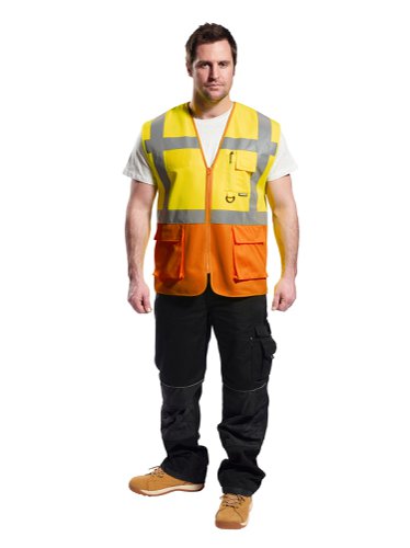 Portwest Prague Hi Vis Executive Vest S Yellow/Orange (Pack of 10)