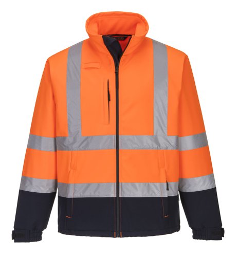 Portwest S425 Hi-Vis Contrast Softshell (3L) Orange/Navy L