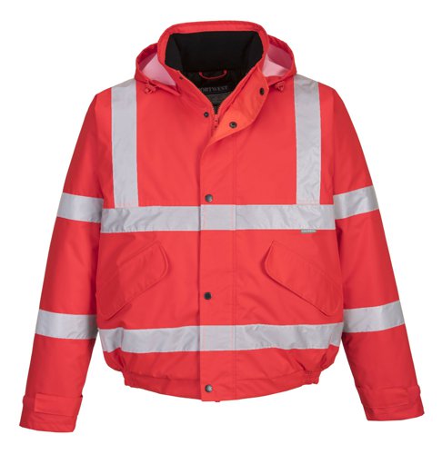 Portwest S463 Hi-Vis Winter Bomber Jacket Red L Jackets S463RERL