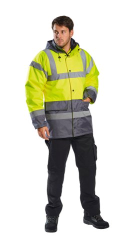 Portwest Hi Vis Contrast Winter Traffic Jacket 3XL Yellow/Royal