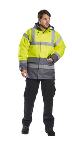 Portwest Hi Vis Contrast Winter Traffic Jacket 2XL Yellow/Royal