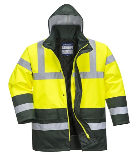 Portwest S466 Hi-Vis Contrast Winter Traffic Jacket Yellow/Green L