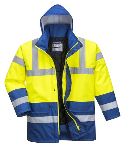 Portwest S466 Hi-Vis Contrast Winter Traffic Jacket Yellow/Royal 4XL