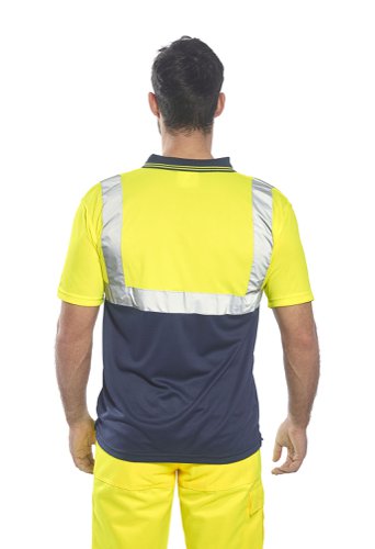 Portwest Hi Vis Contrast Polo Shirt S/S XS Yellow/Navy POW26293