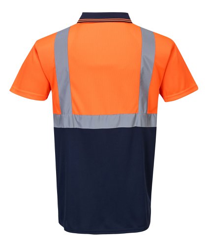 Portwest Hi Vis Contrast Polo Shirt S/S 4XL Orange/Navy POW14546