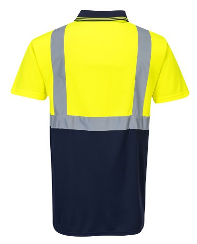 Portwest Hi Vis Contrast Polo Shirt S/S XS Yellow/Navy POW26293