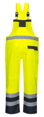 Portwest Hi Vis Breathable Contrast Rain Bib and Brace XS Yellow/Navy