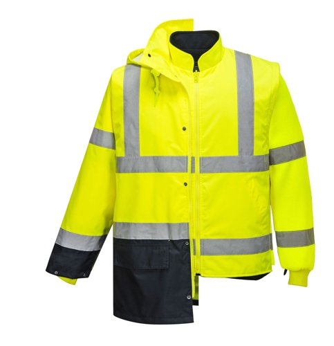 Portwest Hi Vis 5-in-1 Contrast Essential Jacket L Yellow/Blk