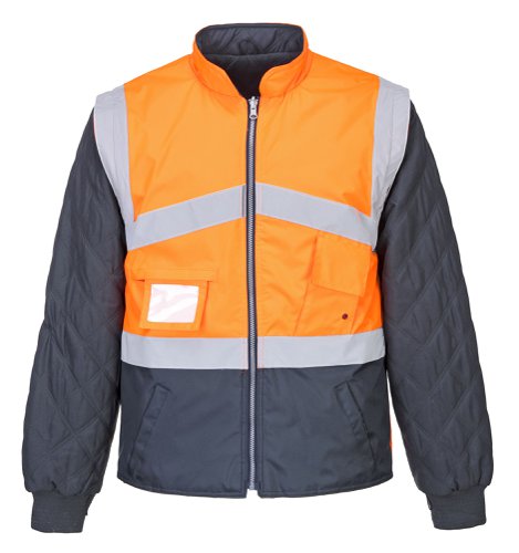 Portwest S769 Hi-Vis Breathable 2-in-1 Contrast Reversible Jacket Orange/Navy L