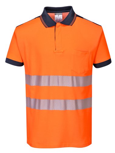PW3 HiVis Polo Shirt S/S Orange/Navy LR