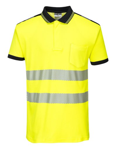 PW3 HiVis Polo Shirt S/S Yellow/Black LR
