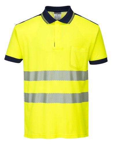 PW3 HiVis Polo Shirt S/S Yellow/Navy LR