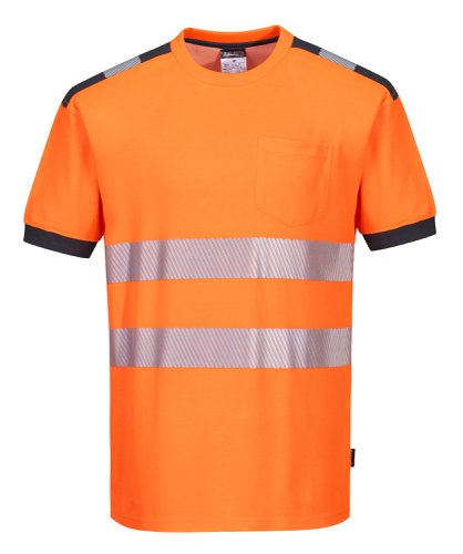 Portwest T181 PW3 Hi-Vis Cotton Comfort T-Shirt S/S Orange/Grey M