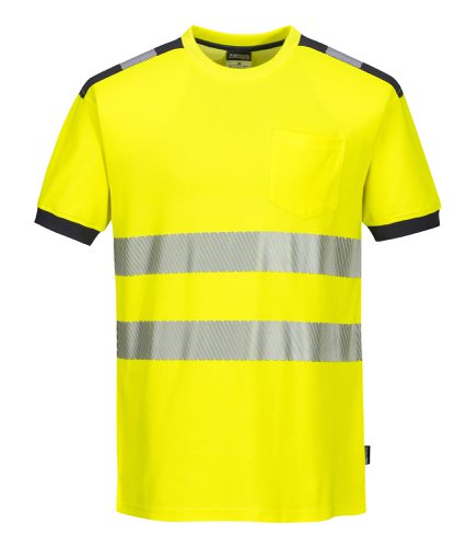 Portwest T181 PW3 Hi-Vis Cotton Comfort T-Shirt S/S Yellow/Grey L
