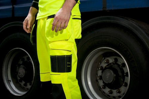 Portwest PW3 Hi Vis Holster Pocket Work Trousers 28 Yellow/Navy Short