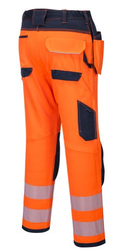 Portwest PW3 Hi Vis Holster Pocket Work Trousers 46 Orange/Navy