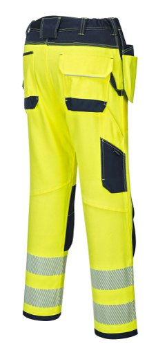 Portwest PW3 Hi Vis Holster Pocket Work Trousers 28 Yellow/Navy Short