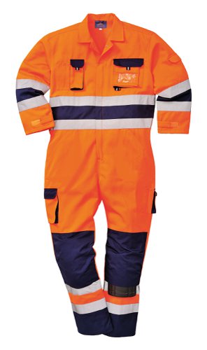 Portwest Nantes Hi Vis Contrast Work Coverall S Orange/Navy | Portwest