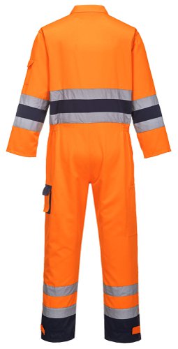 Portwest Nantes Hi Vis Contrast Work Coverall XL Orange/Navy