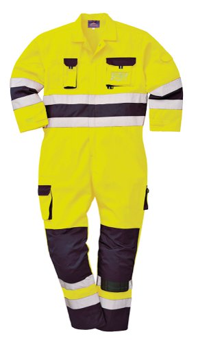 Portwest Nantes Hi Vis Contrast Work Coverall S Yellow/Navy