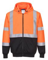 Portwest B315 Hi-Vis Contrast Zipped Hoodie Orange/Black L