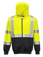 Portwest B315 Hi-Vis Contrast Zipped Hoodie Yellow/Black L