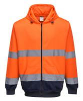 Portwest B317 Hi-Vis Contrast Zipped Hoodie Orange/Navy L