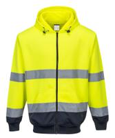 Portwest B317 Hi-Vis Contrast Zipped Hoodie Yellow/Navy L