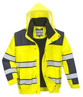 Portwest C466 Hi-Vis 3-in-1 Contrast Winter Bomber Jacket Yellow/Navy L