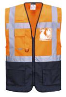 Portwest C476 Warsaw Hi-Vis Contrast Executive Vest Orange/Navy L