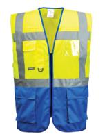 Portwest C476 Warsaw Hi-Vis Contrast Executive Vest Yellow/Royal L
