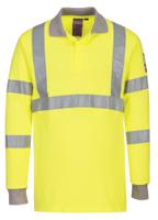Portwest FR77 Flame Resistant Anti-Static Hi-Vis Long Sleeve Polo Shirt Yellow