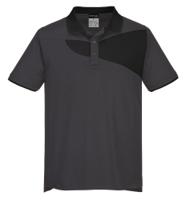 Portwest PW210 PW2 Cotton Comfort Polo Shirt S/S Zoom Grey/Black XL